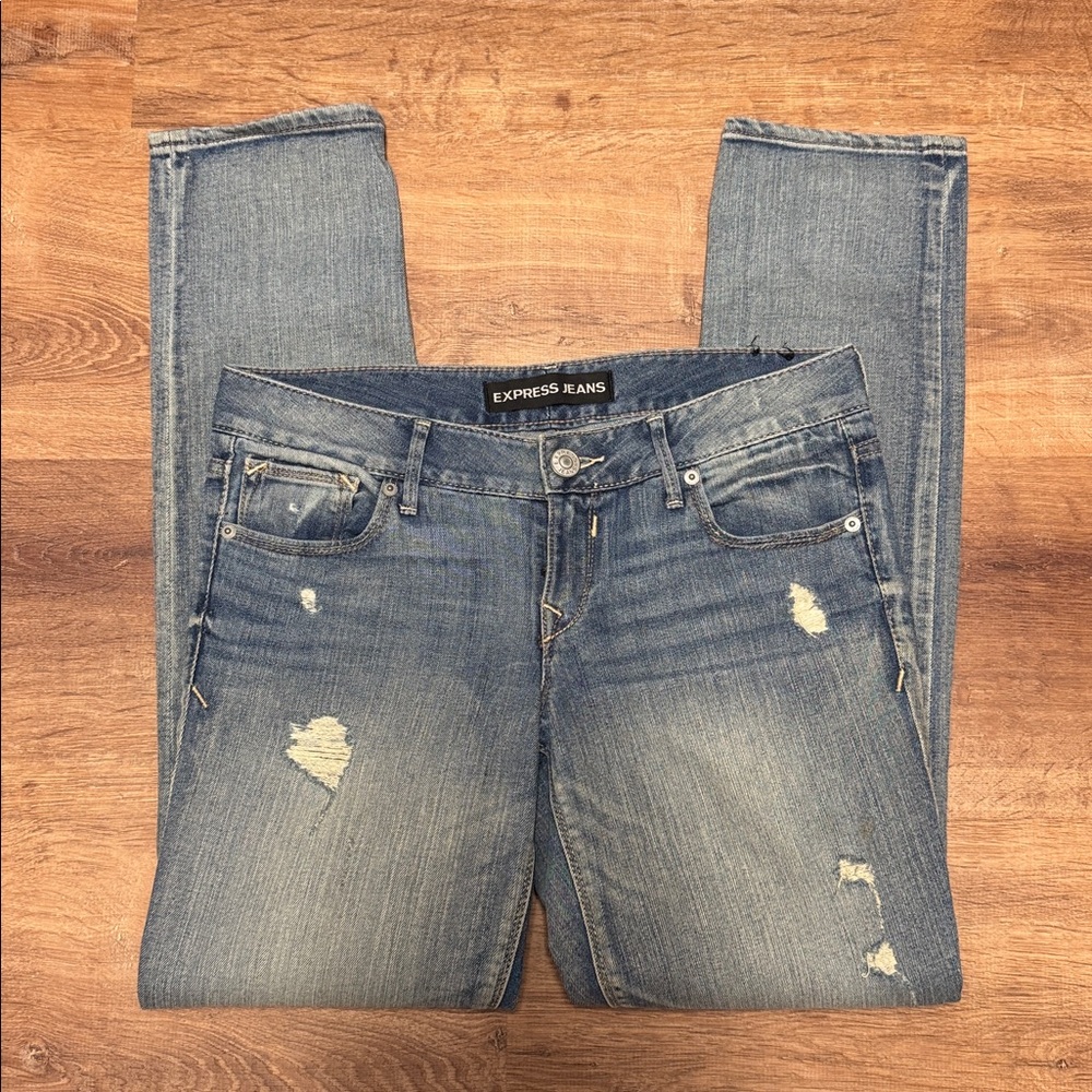 NWOT-Express Light Blue Distressed Ankle Skinny Jeans Sz 2